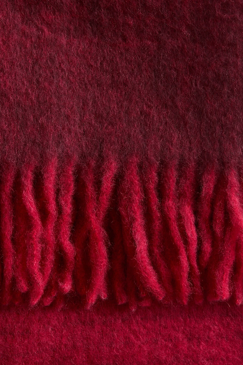Mohair-Blend Throw with Fringe