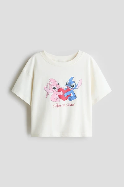 T-shirt en coton avec motifs imprimés