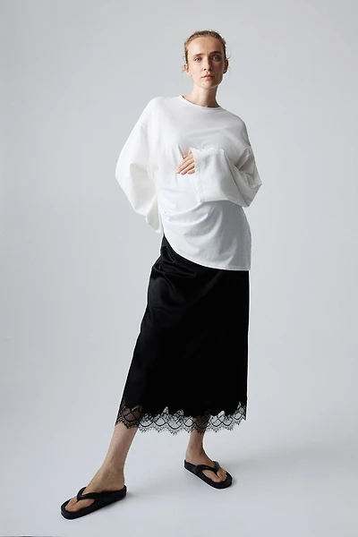 MAMA Lace-Trimmed Slip Skirt