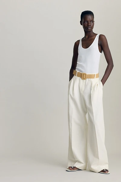 Pantalon en lin mélangé avec ceinture