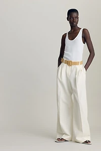 Pantalon en lin mélangé avec ceinture