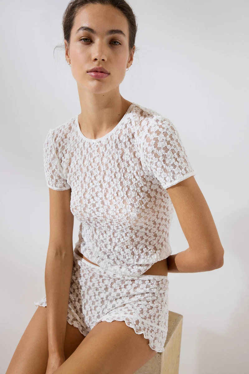 Picot-Trimmed Lace Pajamas