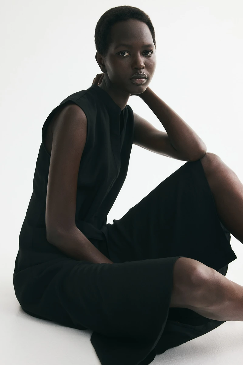 Robe chemisier avec ceinture à nouer