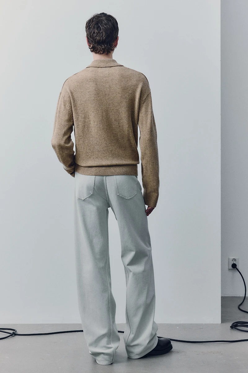 Wool-Blend Polo Sweater