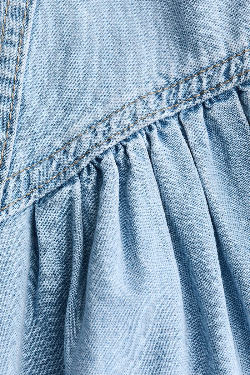 Flared-Skirt Denim Dress