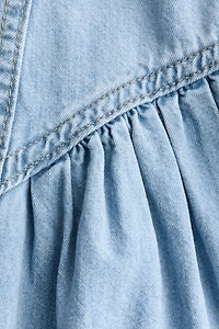 Flared-Skirt Denim Dress