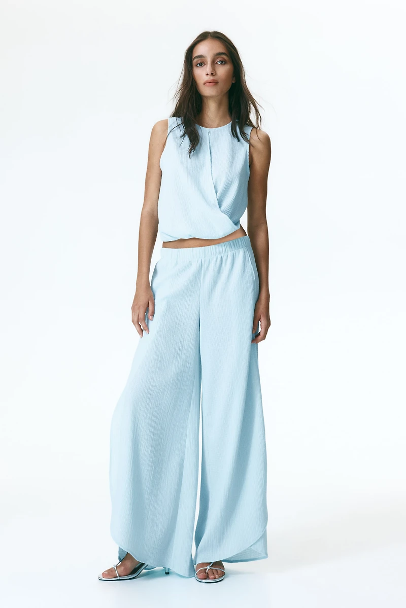 Wrap-Detail Crinkled Top