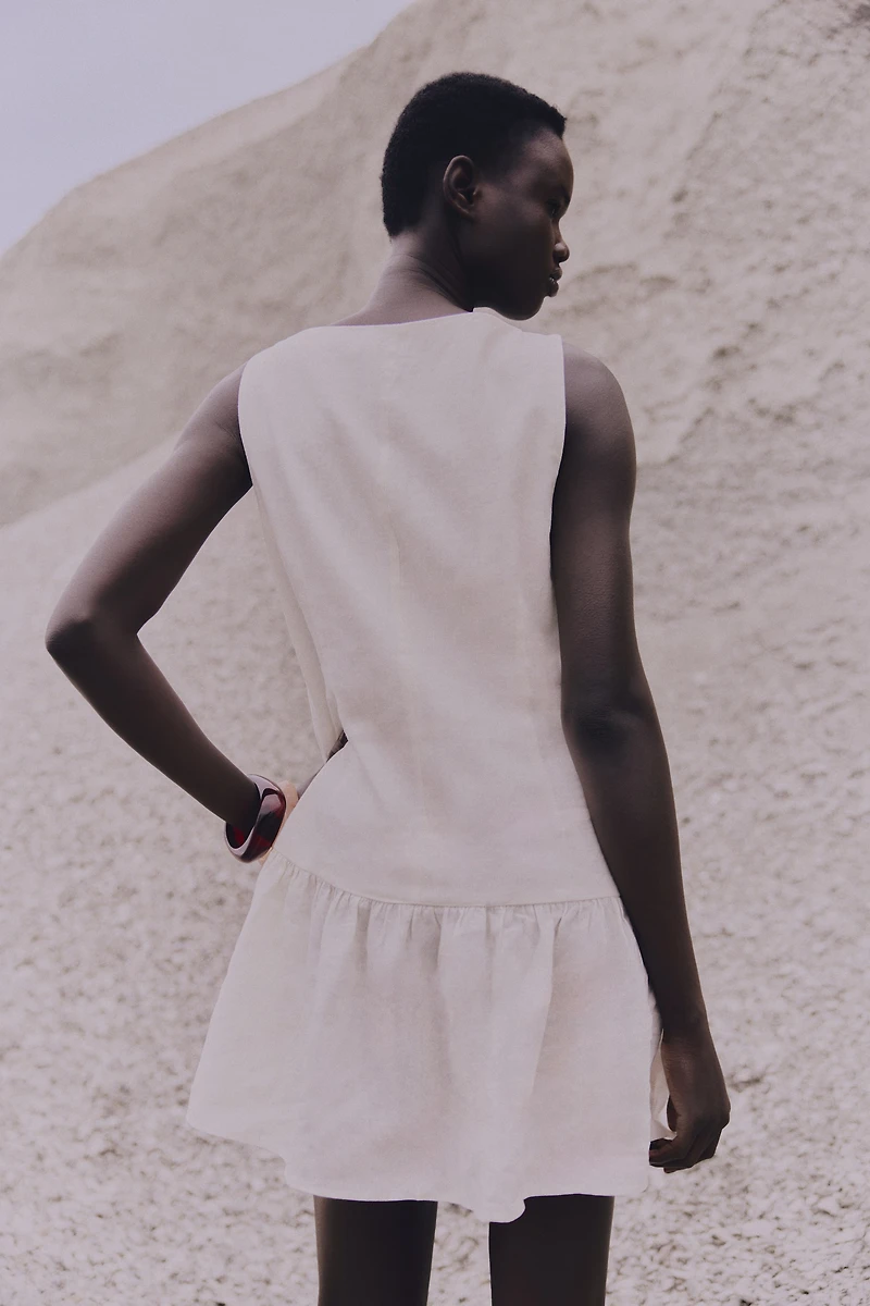 Linen-Blend Dress