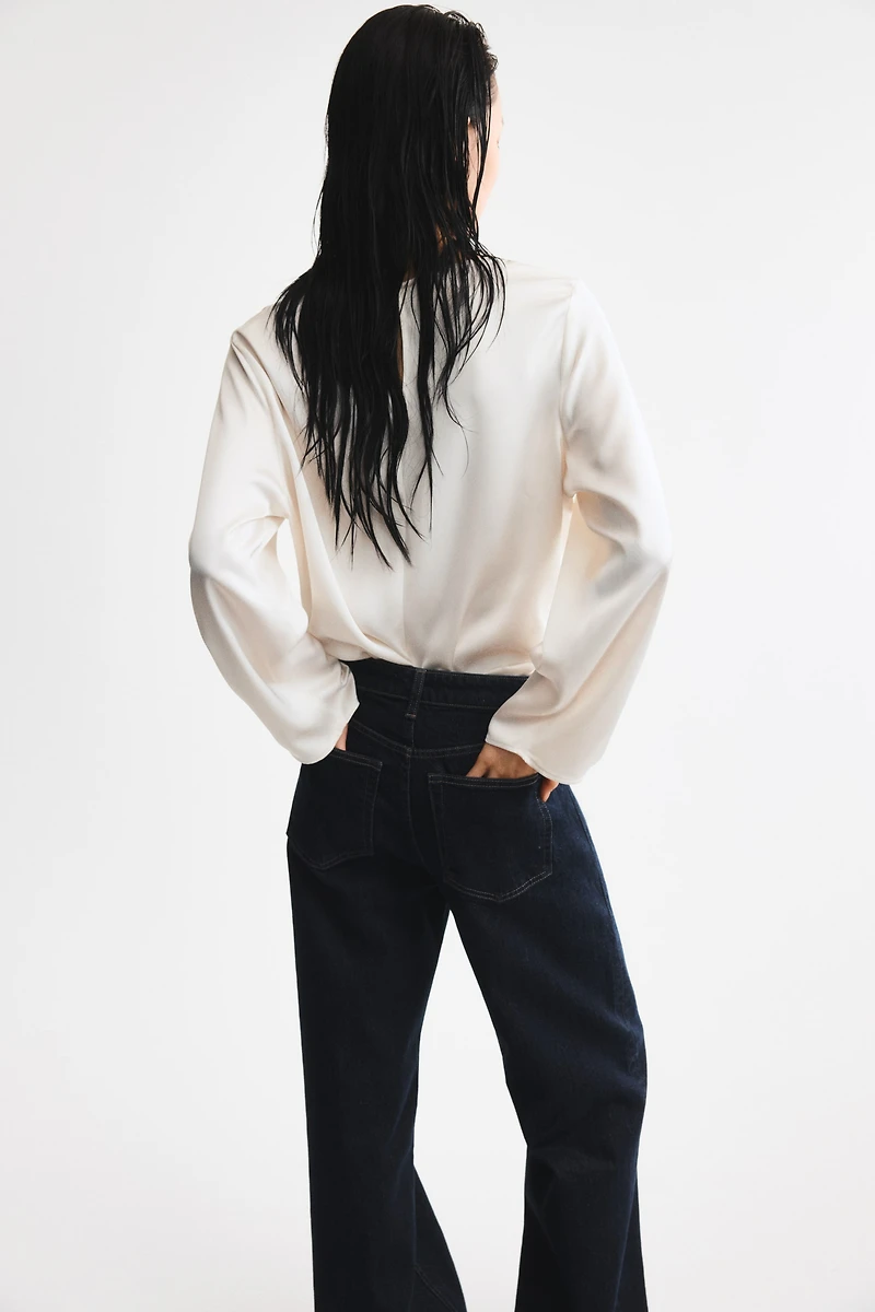 Cowl-Neck Satin Blouse