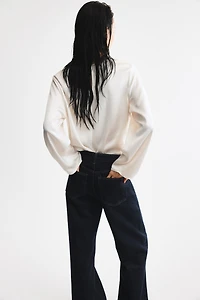 Cowl-Neck Satin Blouse