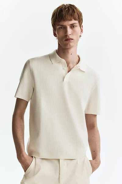 Regular Fit Textured-Knit Polo Shirt
