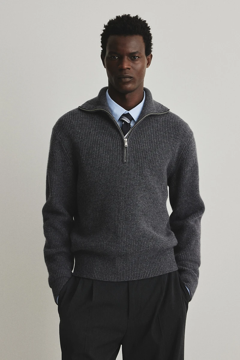 Regular-Fit Half-Zip Wool Polo Sweater