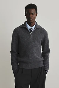 Regular-Fit Half-Zip Wool Polo Sweater
