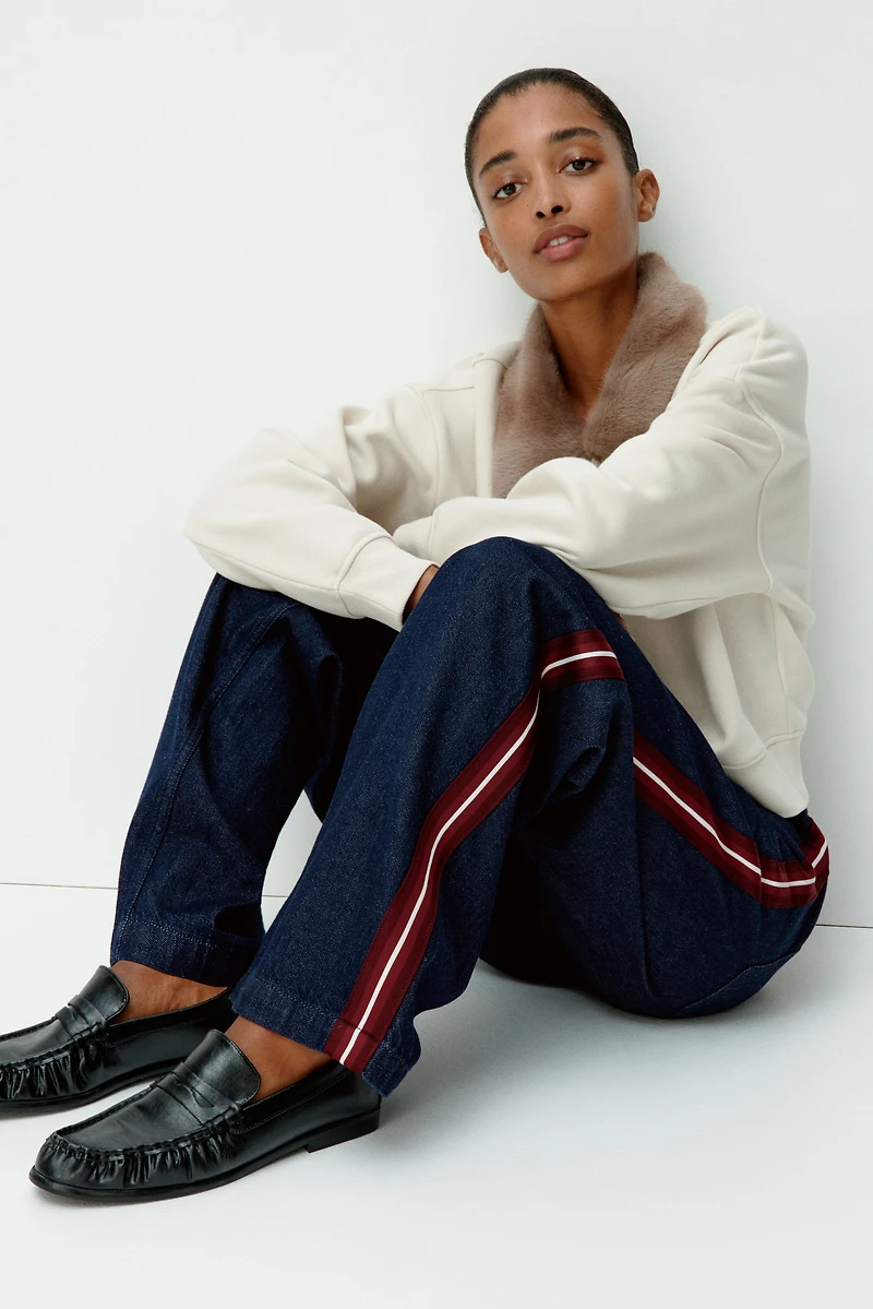 Pantalon en denim avec cordon de serrage