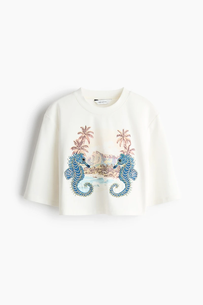 Embellished Cropped T-Shirt