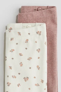Lot de 2 leggings en tricot coton côtelé