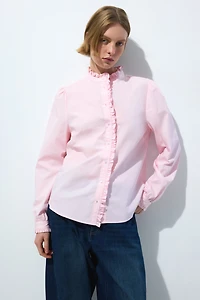 Ruffle-Trimmed Poplin Blouse