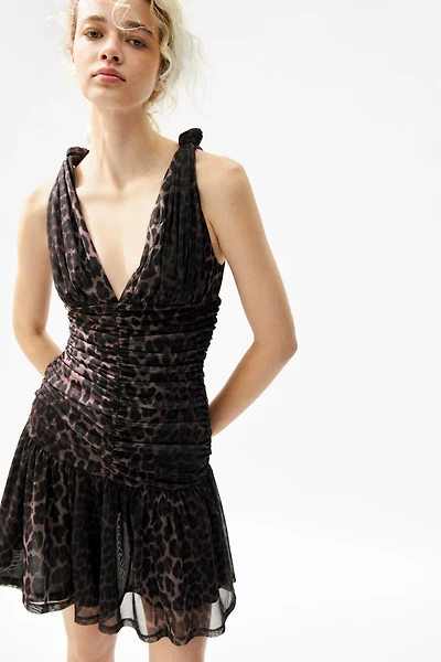 Ruched Dress with Flared Skirt