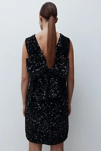MAMA Bow-Detail Sequined Dress