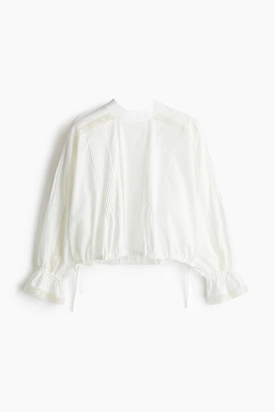 Lace-Inset Cotton Blouse