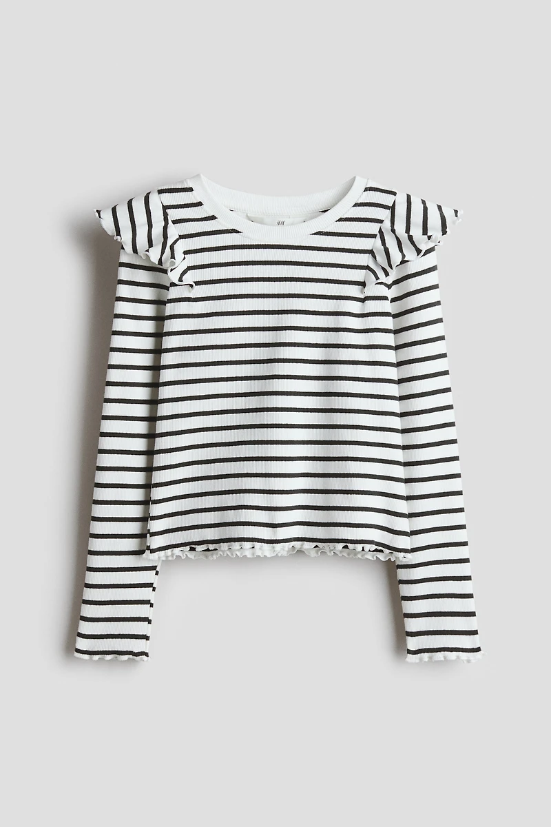 Ruffle-Trimmed Cotton Top