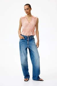 Ruffle-Trimmed Lyocell Top