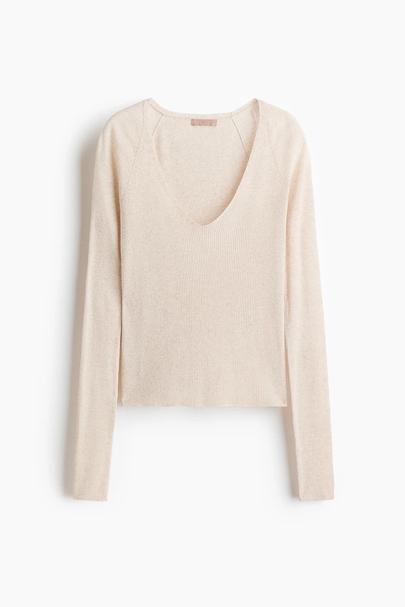 Rib-Knit V-Neck Top