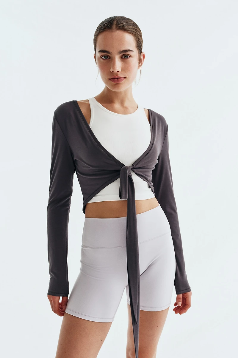 Tie-Front Yoga Crop Top with SoftMove™