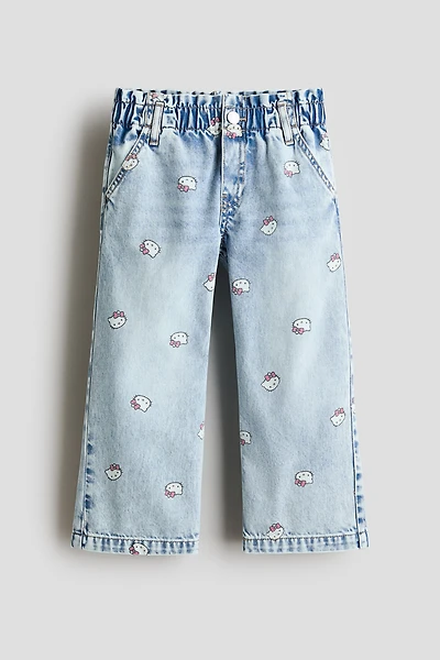 Wide-Leg Jeans with Motif
