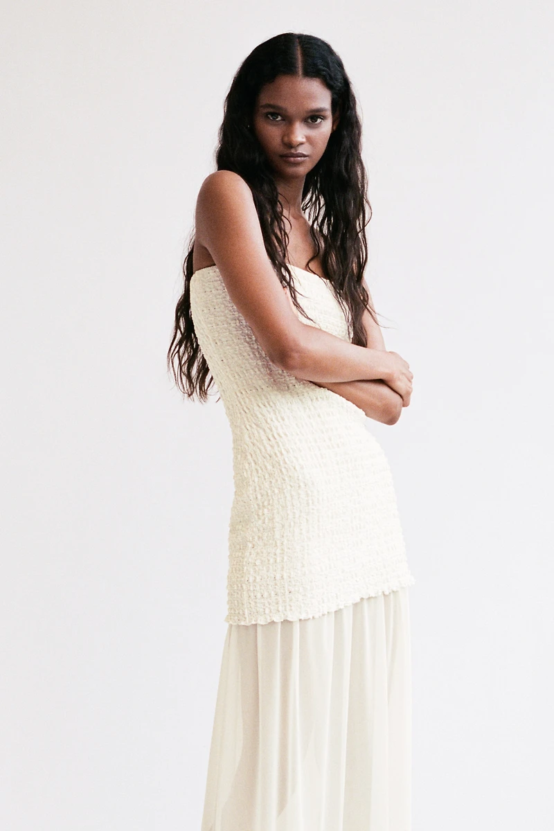 Robe bandeau bi-matière