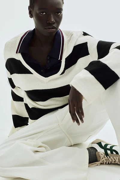 Fine-Knit V-Neck Sweater