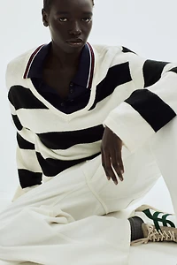 Fine-Knit V-Neck Sweater