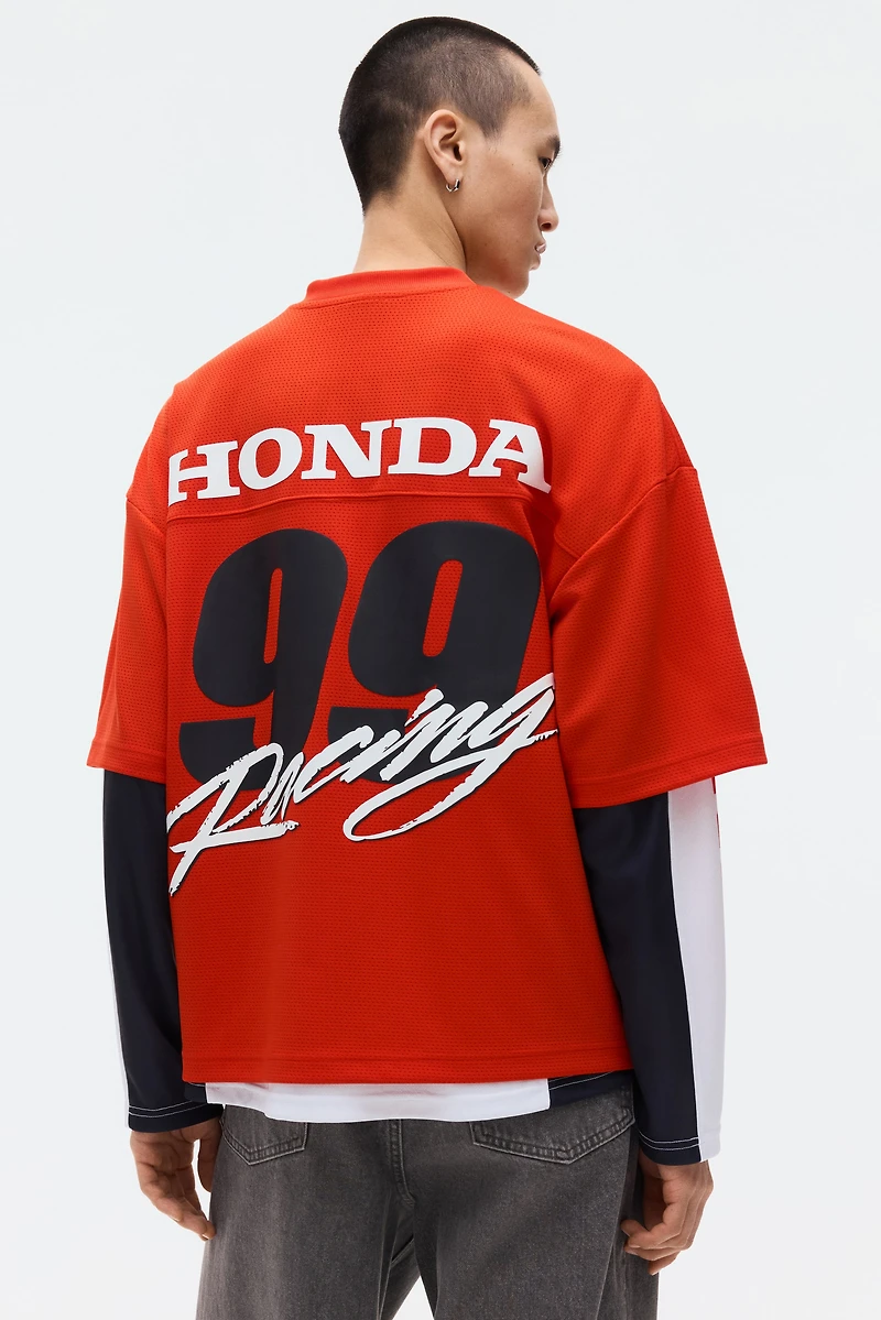 Oversized Printed Mesh T-Shirt