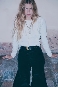 Jean large ultra-haut floqué