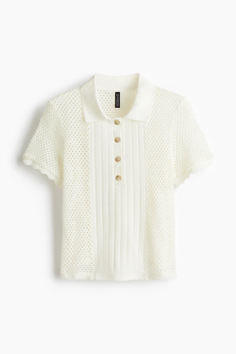 Polo en tricot ajouré