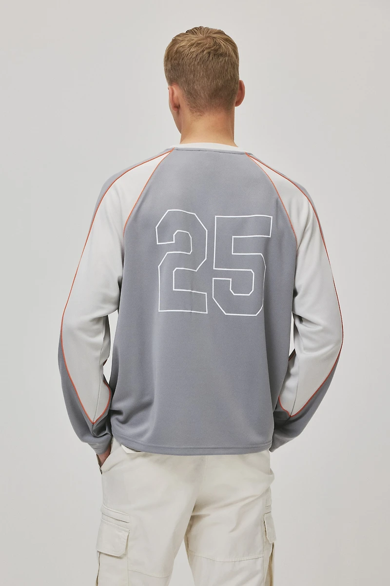 Loose-Fit Long-Sleeved Mesh Shirt