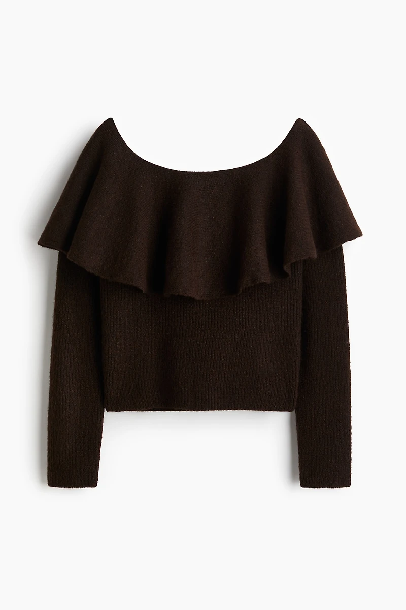 Flounced Off-the-Shoulder Sweater