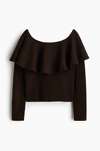 Flounced Off-the-Shoulder Sweater