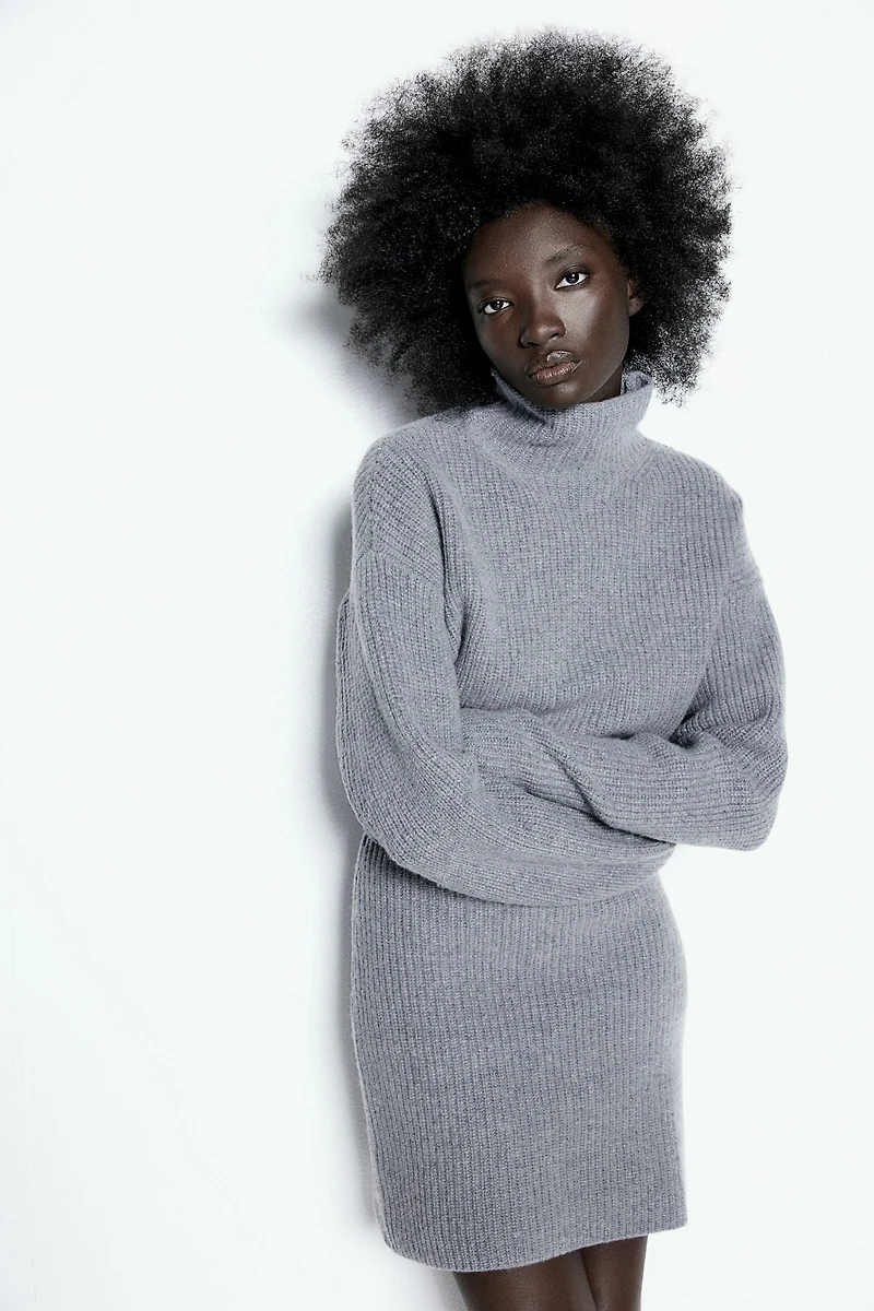 Cashmere-Blend Mock Turtleneck Dress