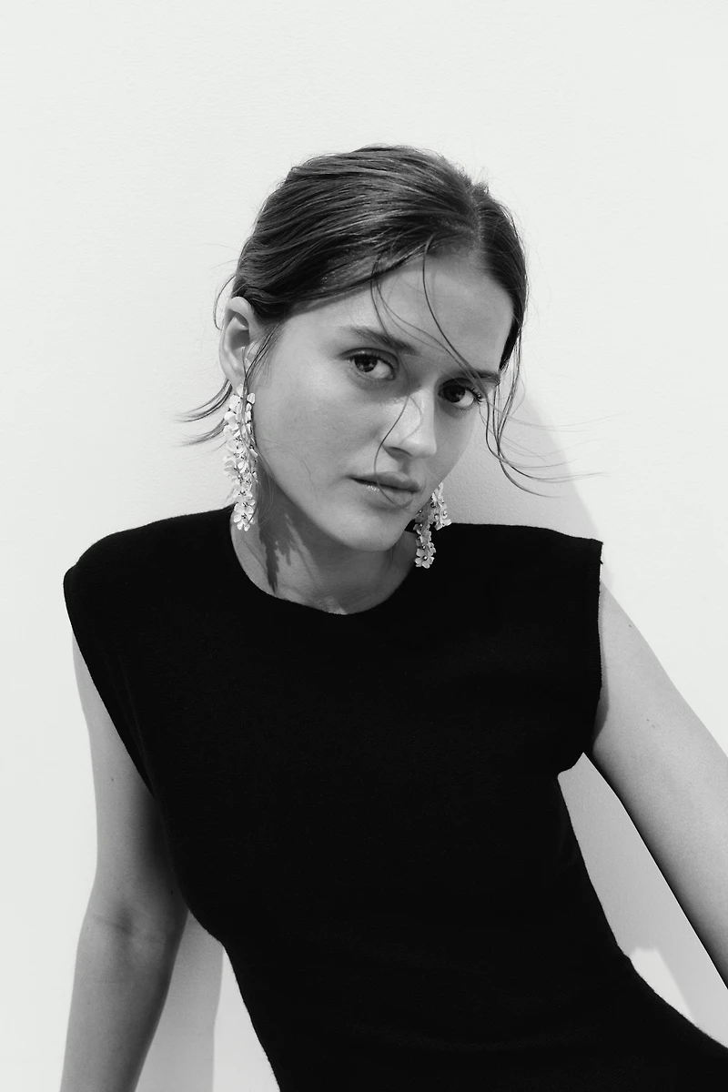 Flower-Detail Cluster Earrings