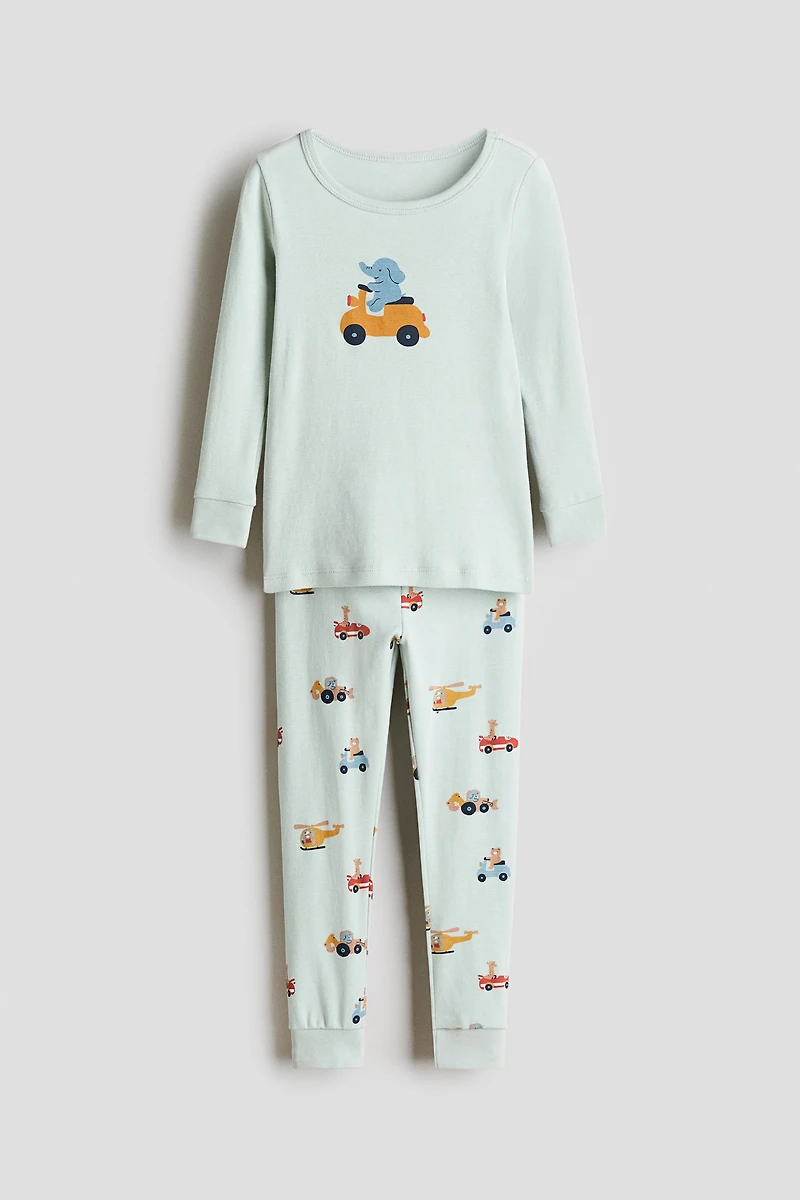 Snug-Fit Printed Cotton Pajamas