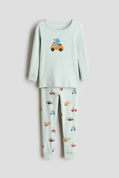 Snug-Fit Printed Cotton Pajamas