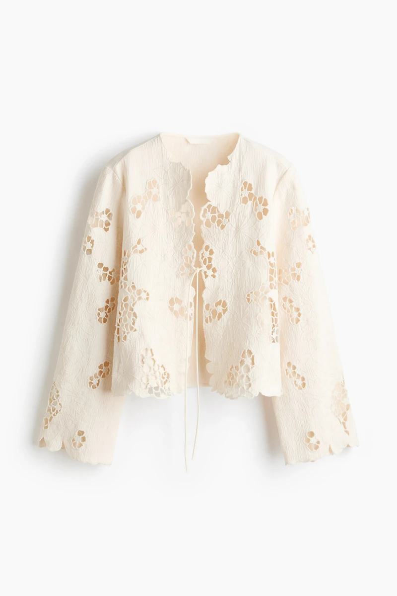 Scalloped Eyelet-Embroidered Jacket