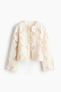 Scalloped Eyelet-Embroidered Jacket