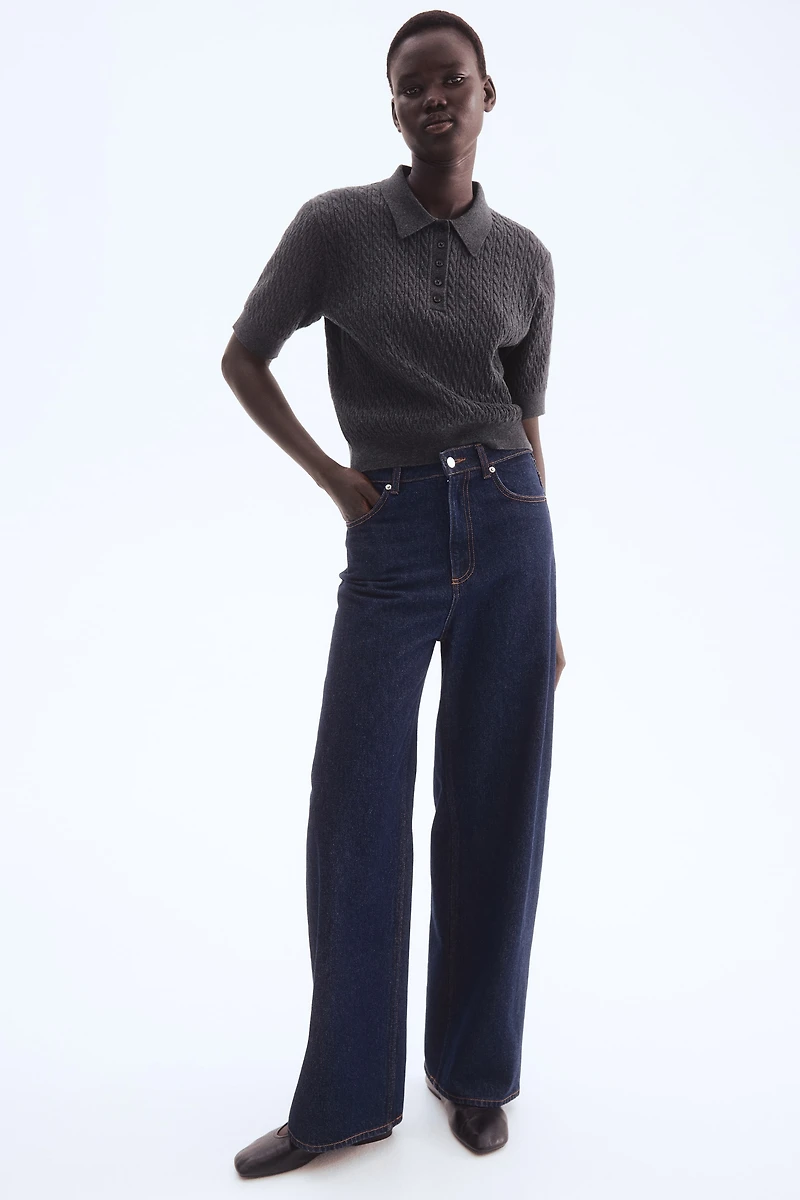 Cable-Knit Polo Shirt