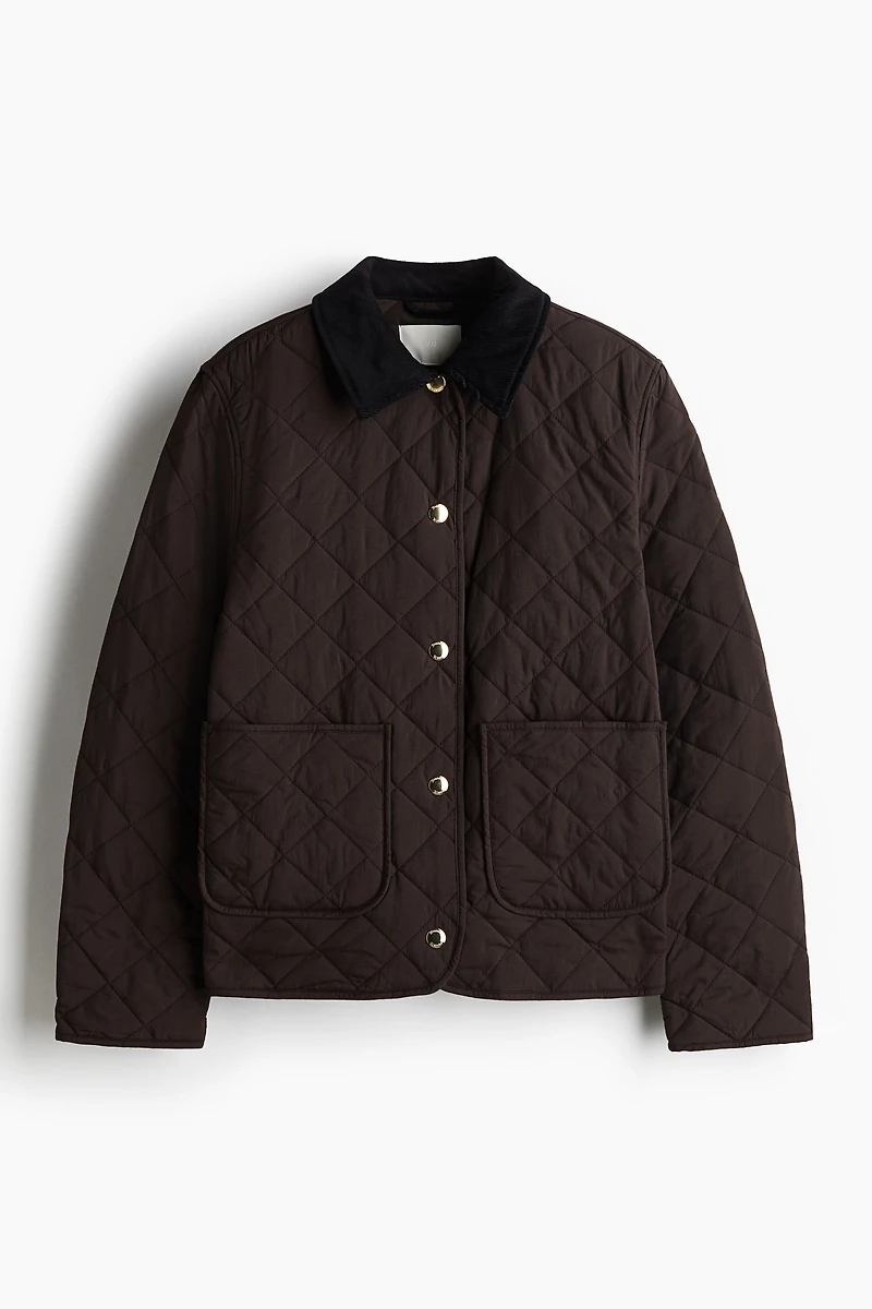 Quilted Jacket with Corduroy Collar