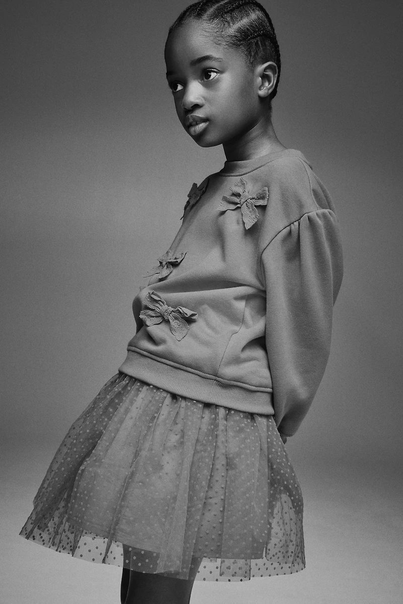 Flock-Print Tulle Skirt