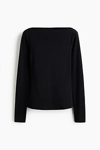 Ribbed Boat-Neck Top