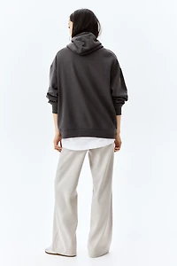 Wide-Leg Twill Pants