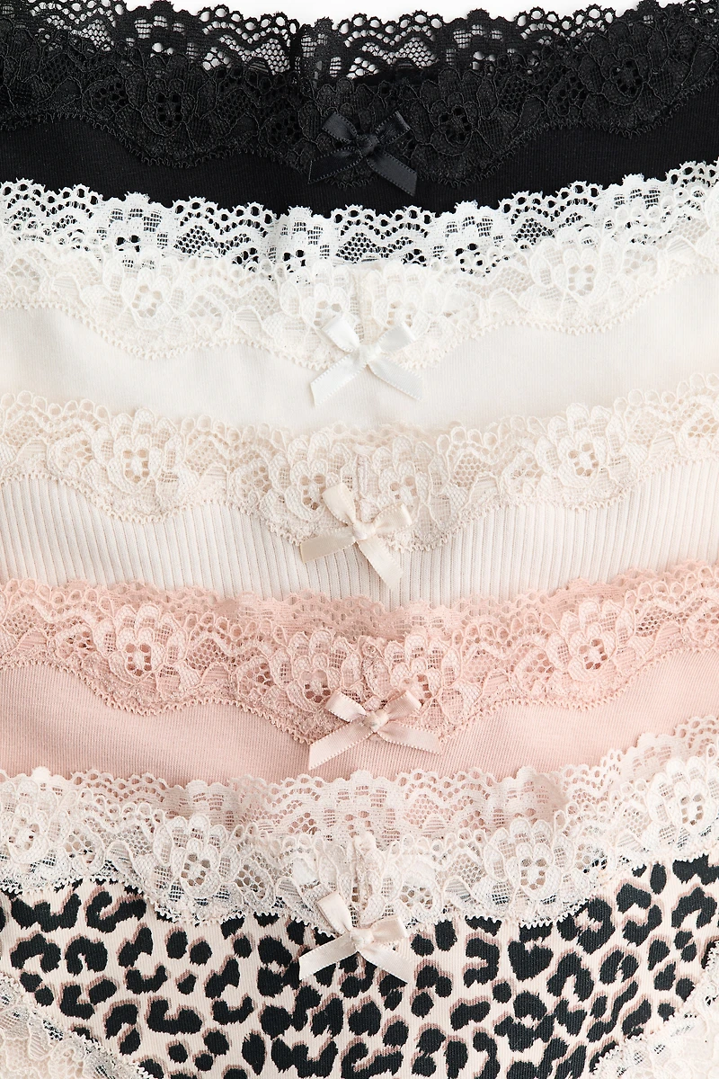 Lot de 5 culottes Brazilian en coton et dentelle
